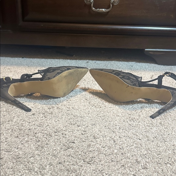 Black Lace Pointed Toe Heels - Picture 4 of 4